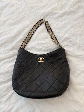Chanel 22P Hobo Bag in Black Lambskin and LGHW - MSRP $5100